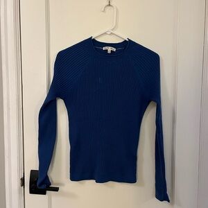 Alice Mill Roll Neck Blue Ribbed Sweater